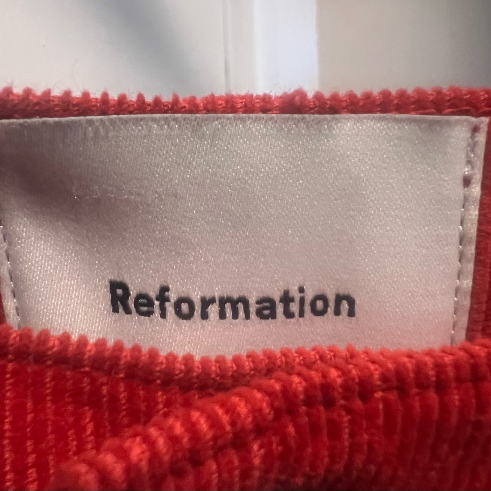 REFORMATION Wide Leg Corduroy Pants High Rise Red - Picture 2 of 13